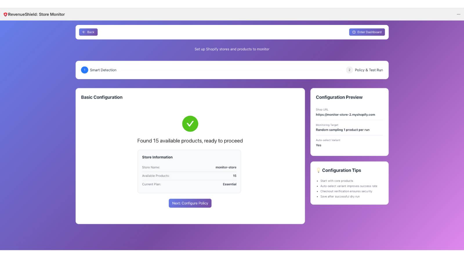 Task Config Panel Step1