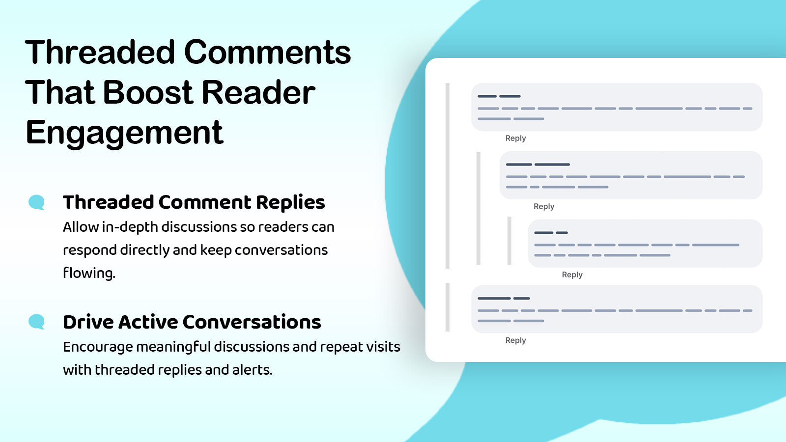 Threaded blog comments with replies and instant notifications