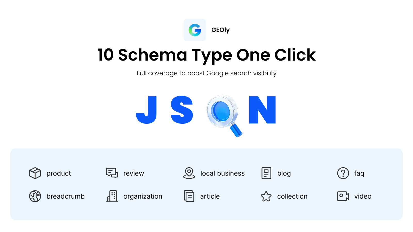 GEOly: 10 schema types one click, boost Google visibility