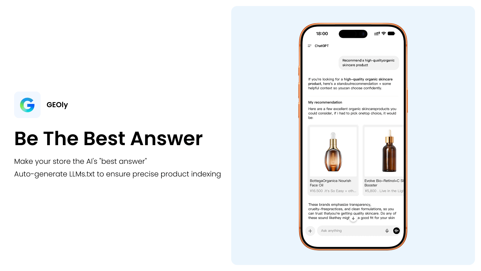 GEOly: Store as AI's "best answer" with auto-files