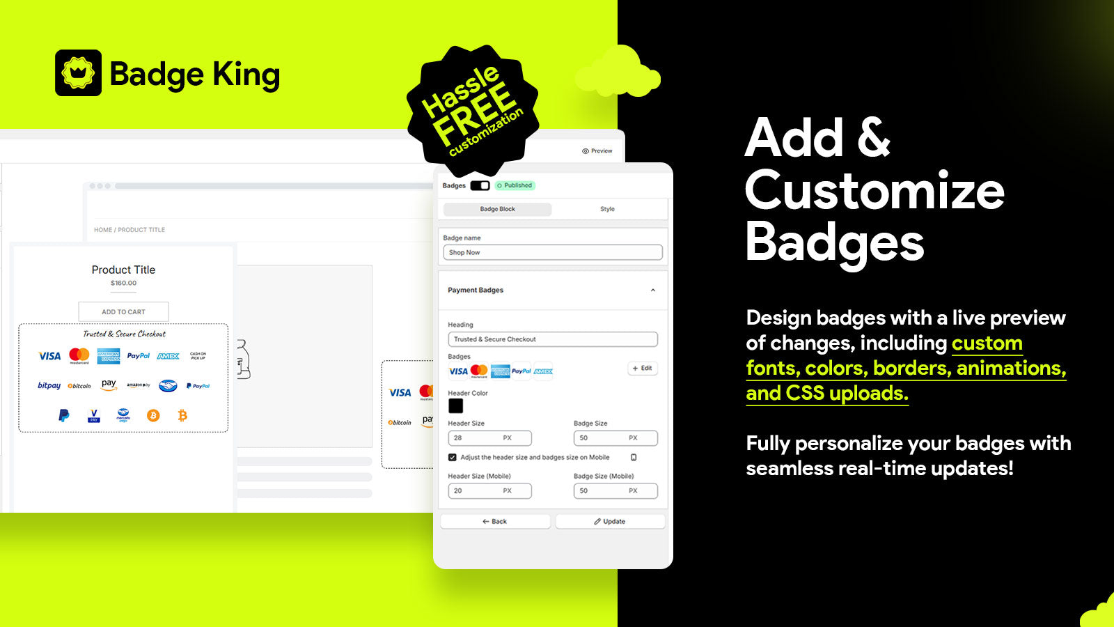 Customize badge style with live preview and CSS options
