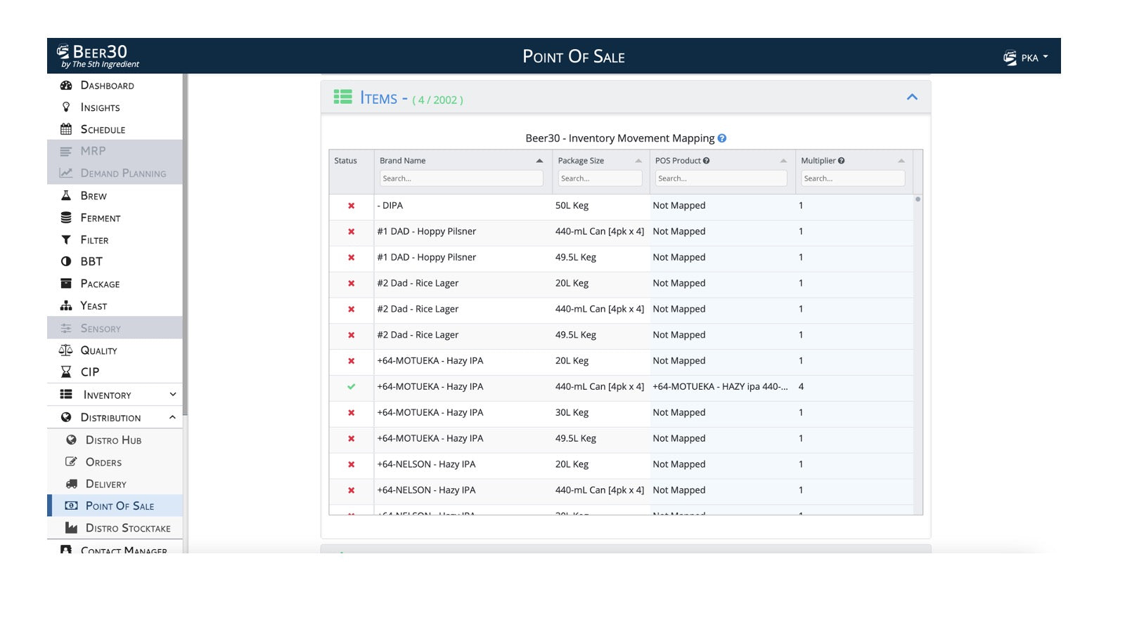 Mapping Inventory Items