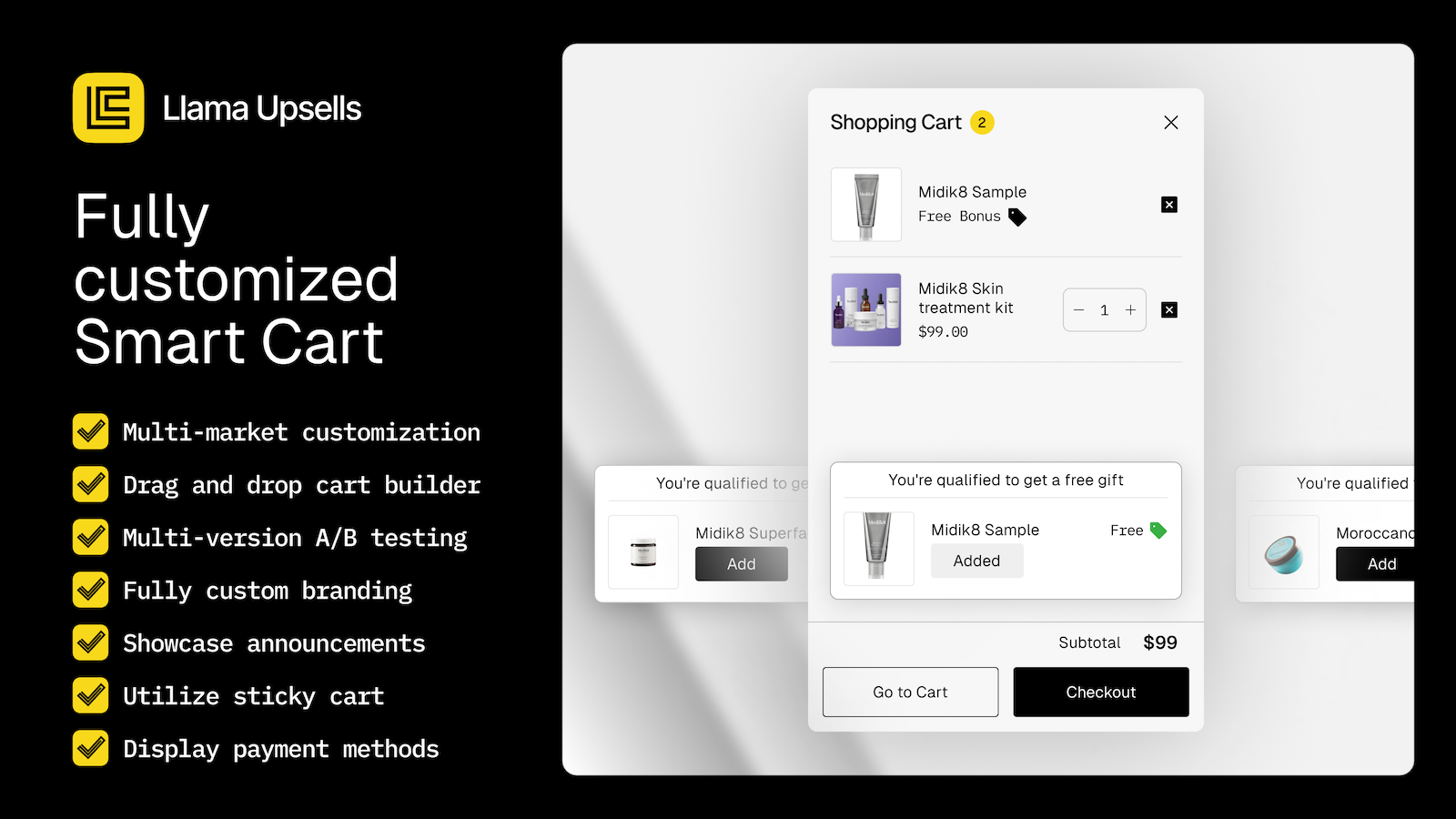Fully customized smart cart with drag and drop builder