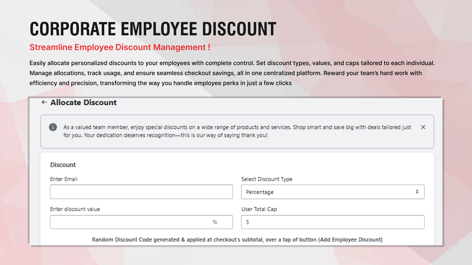 personalise discount for your employees with Mean3 app