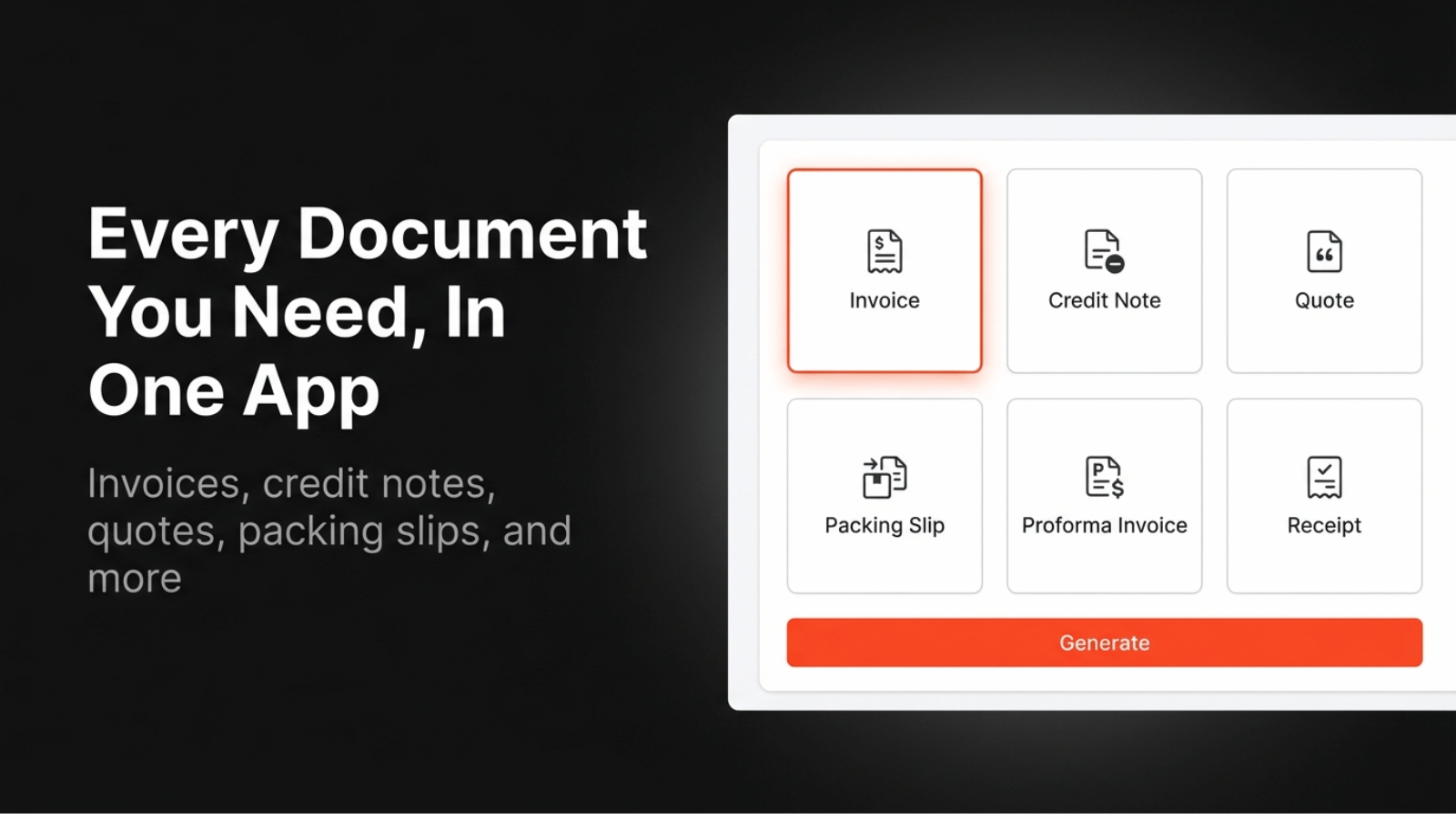 Document type selection interface