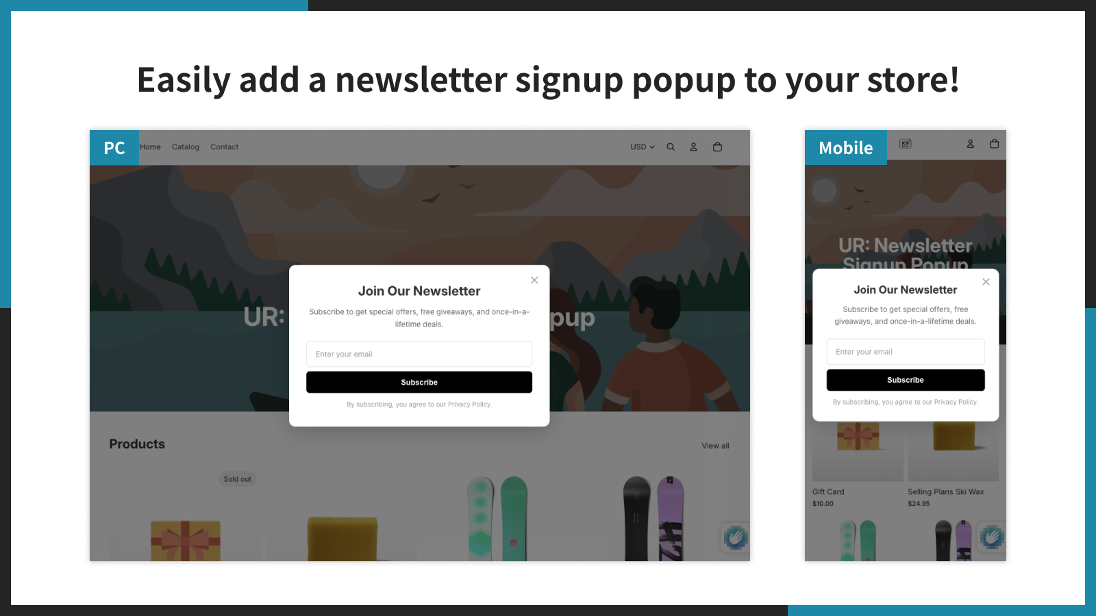 Easily add a newsletter signup popup to your store!