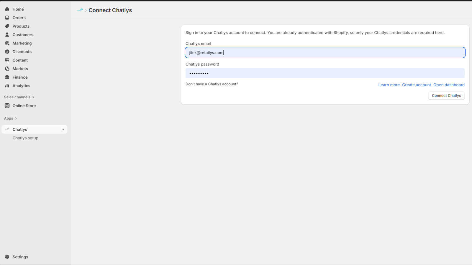 Chatlys login showcase