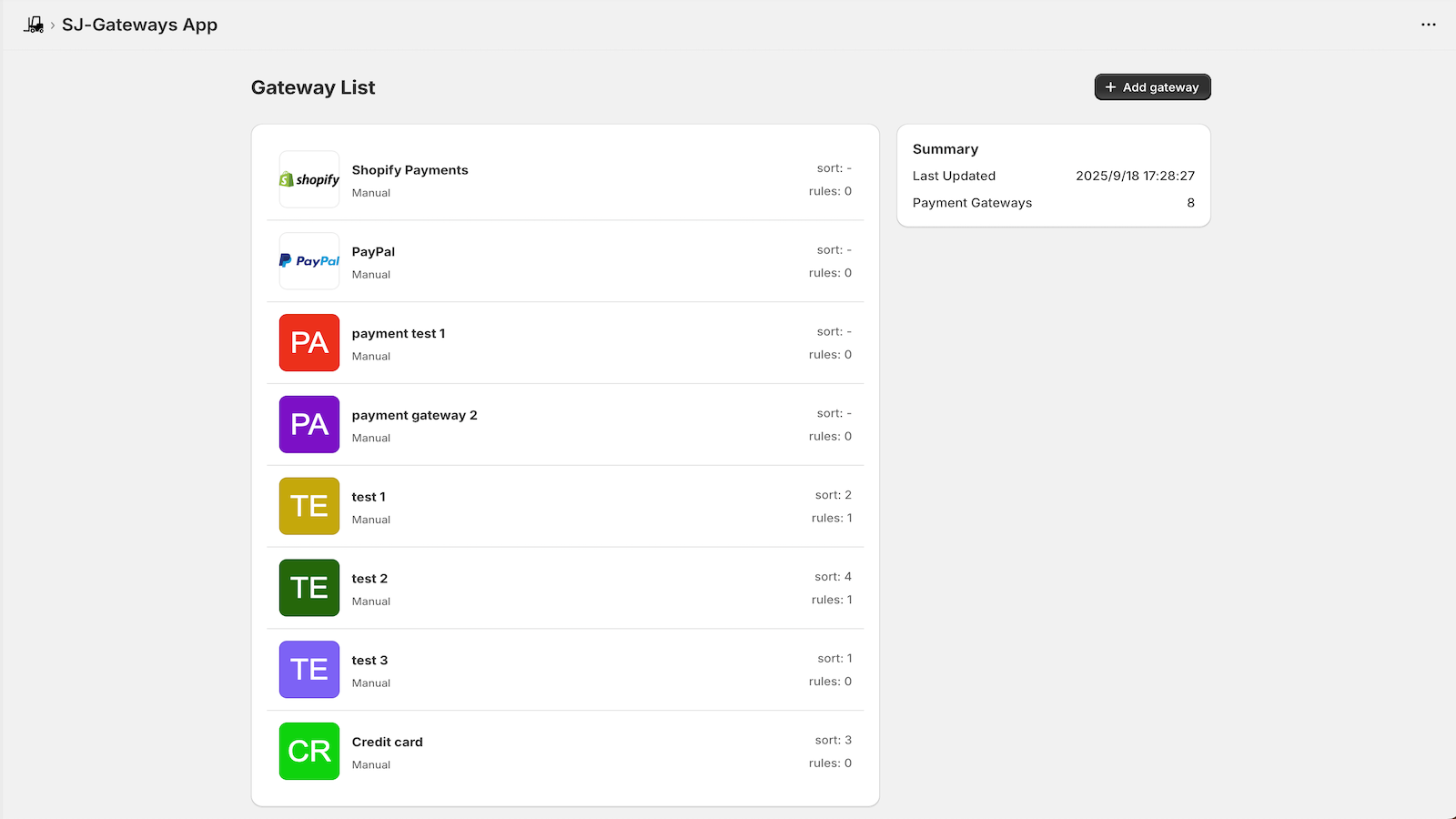 sj payment gateway list