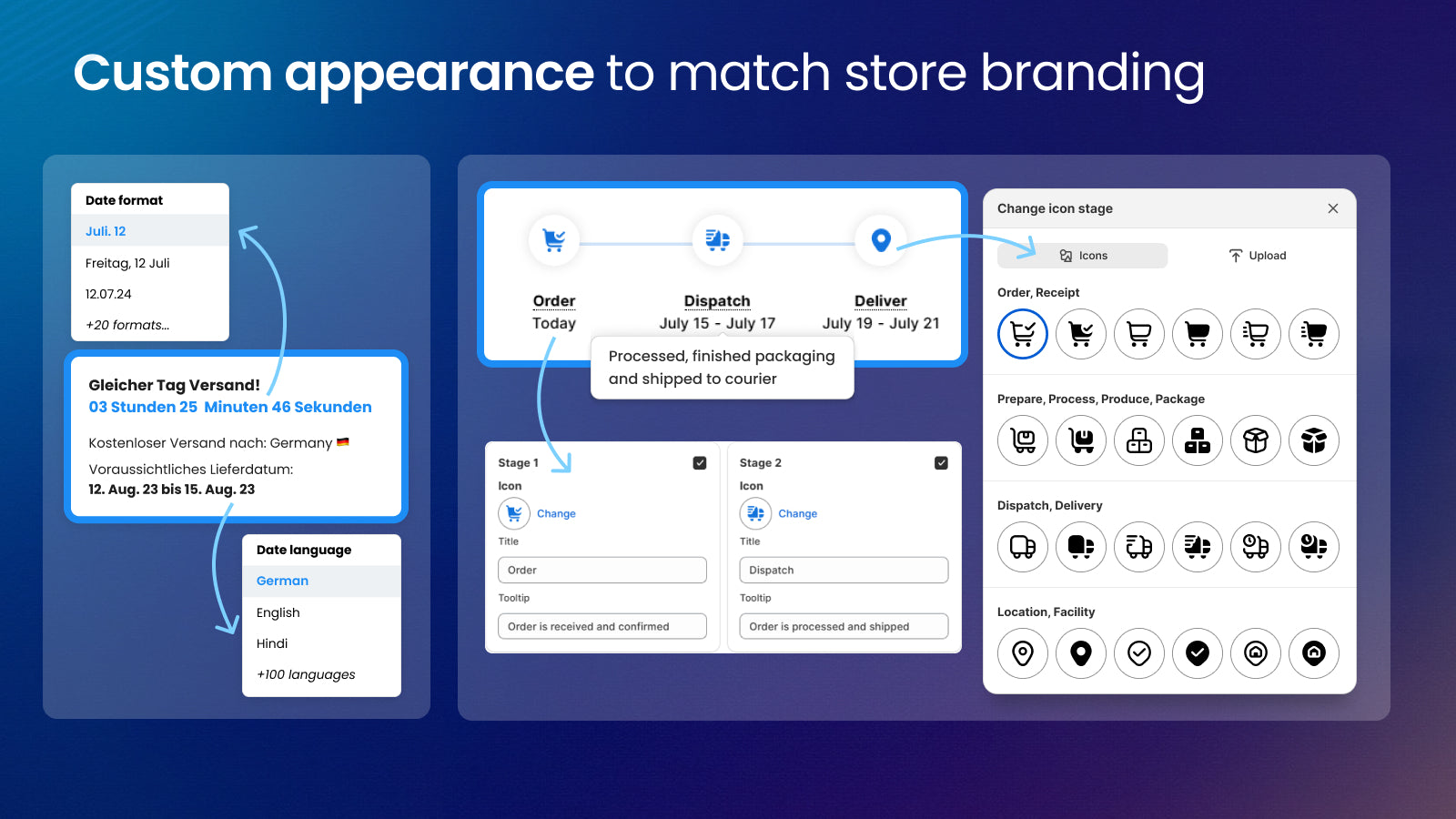 Tailor estimated delivery date message, appearance