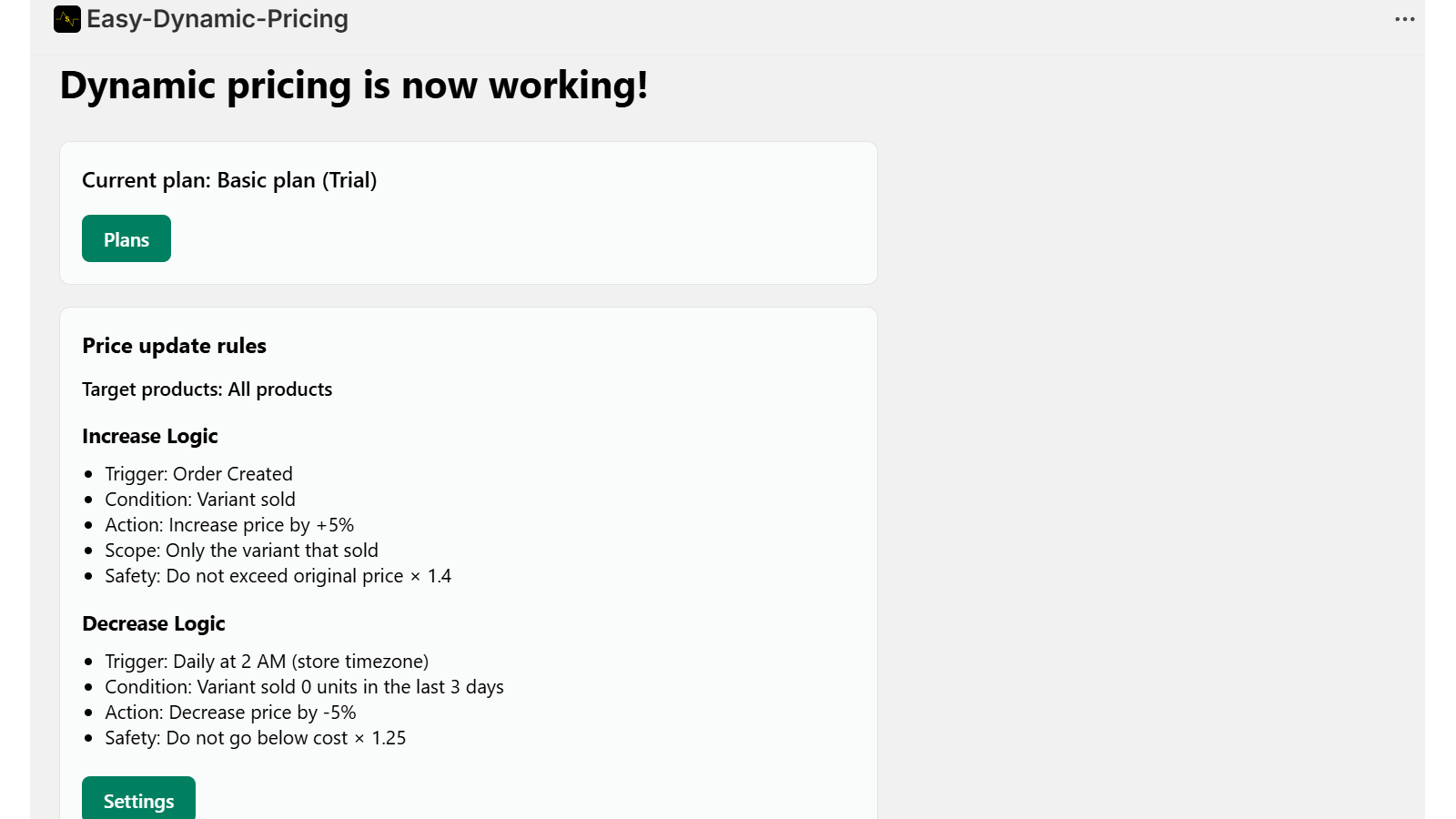 The top screen lets you understand the rules at a glance