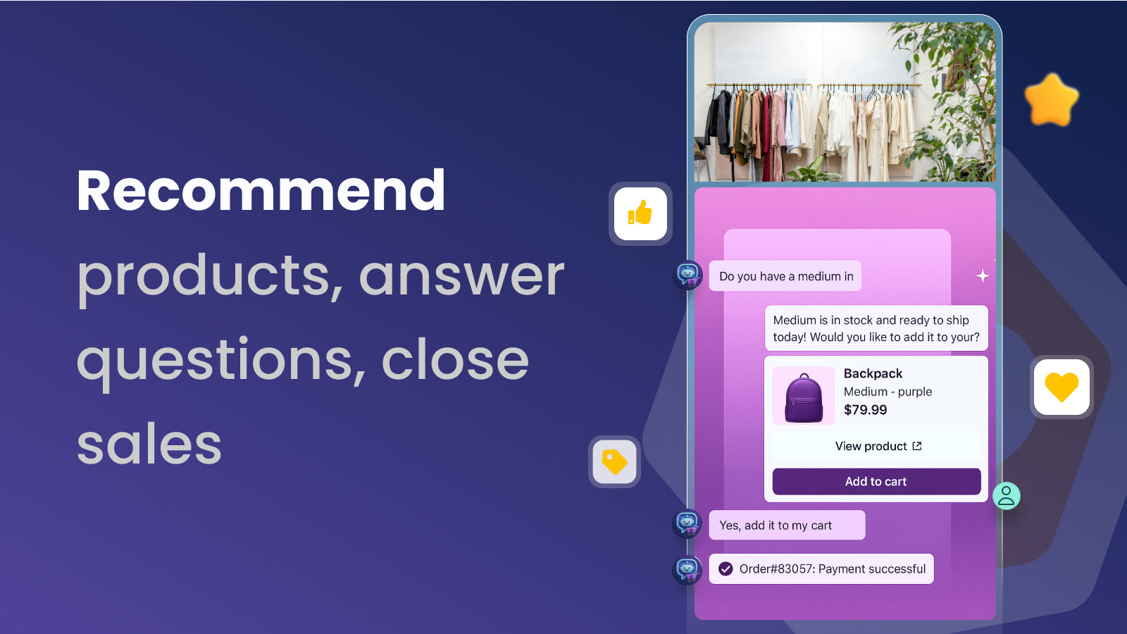 Recommend, answers, close sales