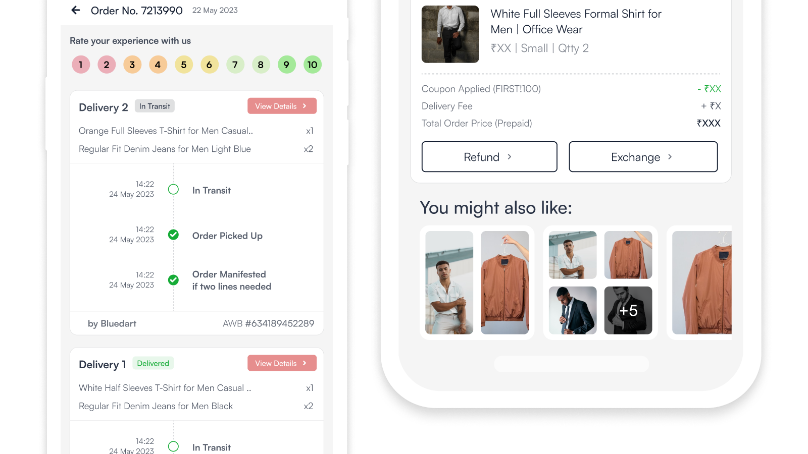 Upselling via tracking page 