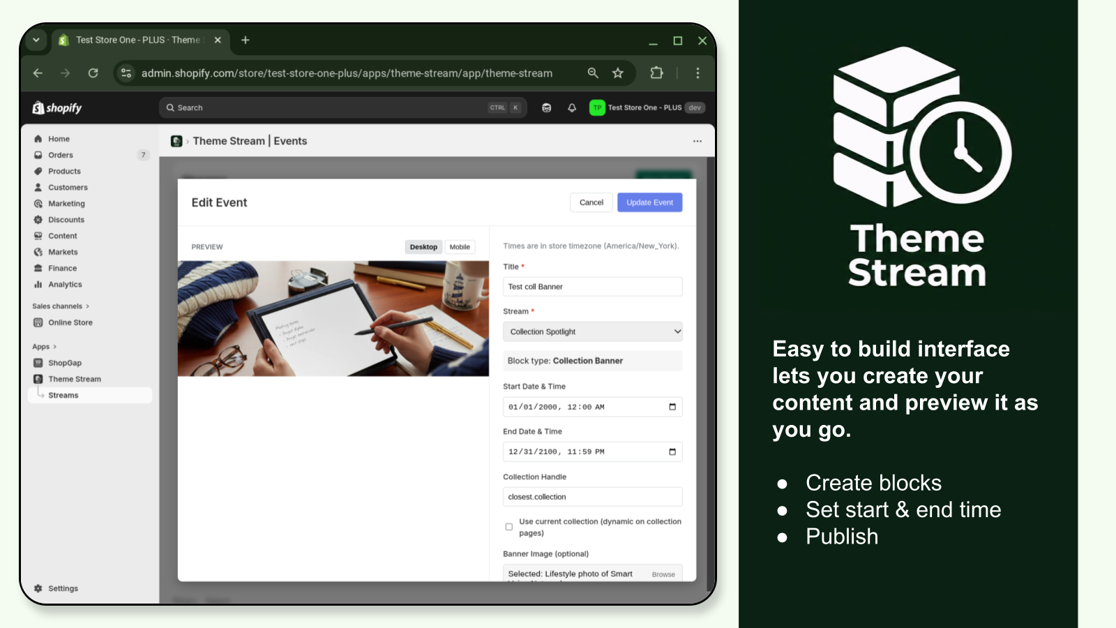 Easily schedule content into block