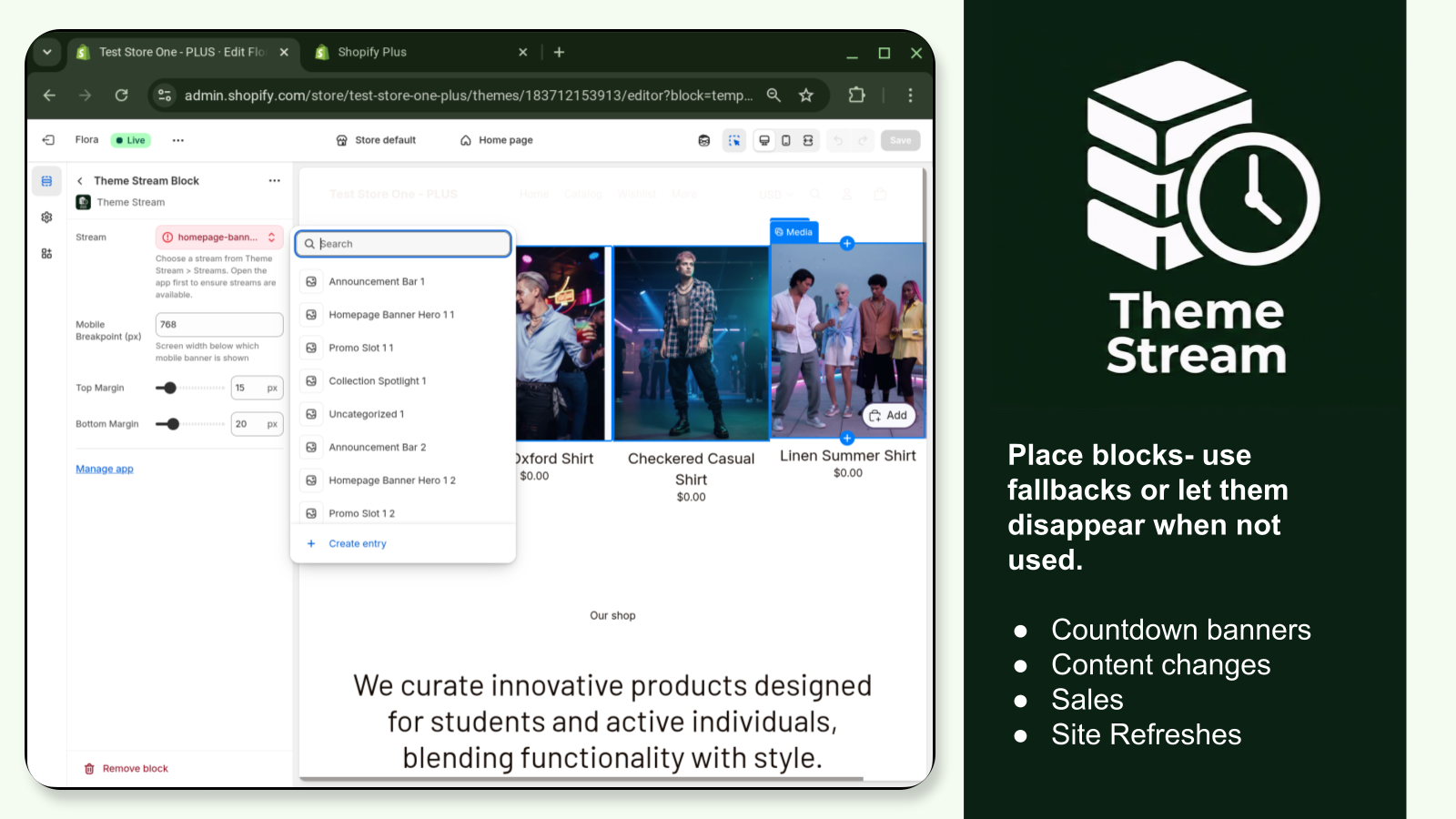 Drop blocks easily into your site
