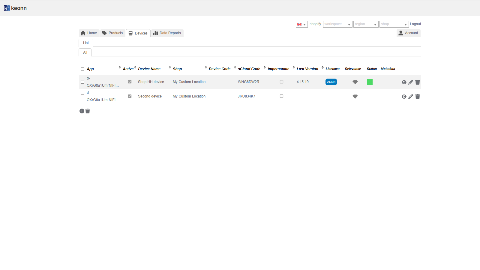 List of available RFID devices
