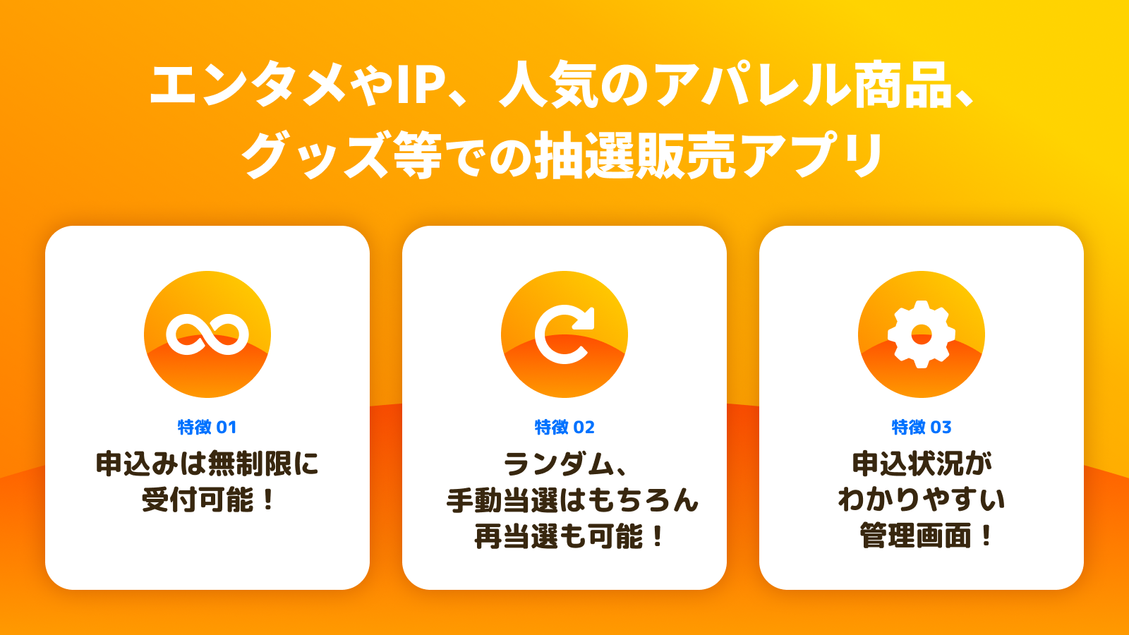  エンタメやIP、人気のアパレル商品、 グッズ等での抽選販売アプリ