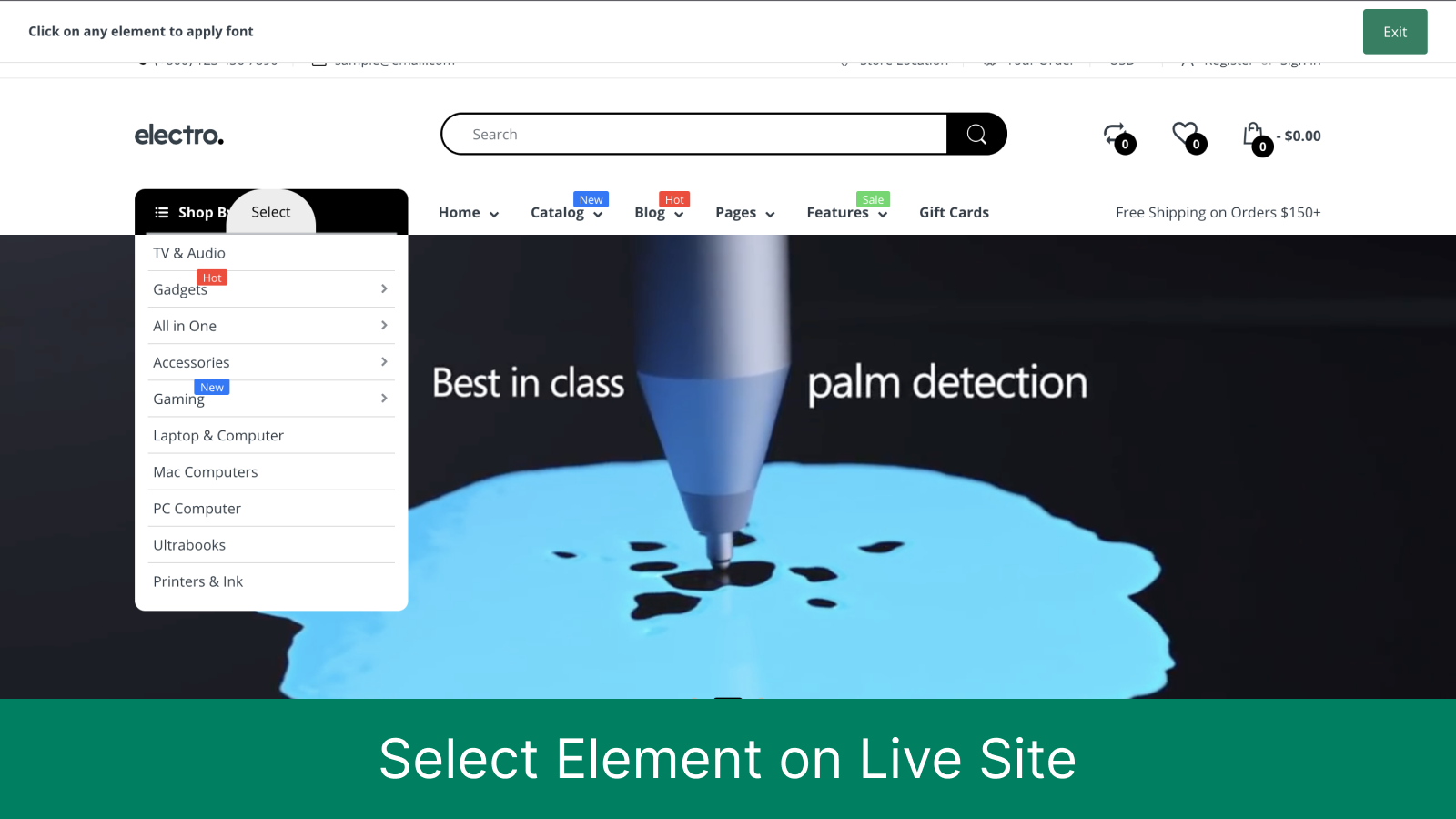 Select Element on storefront