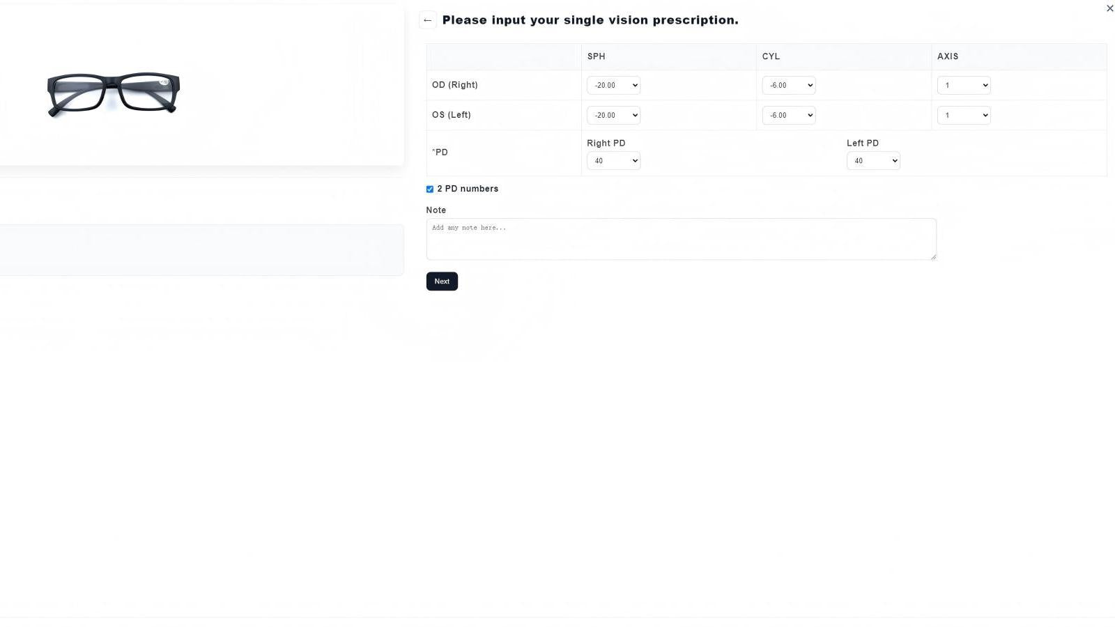 Customer fills in and uploads prescription