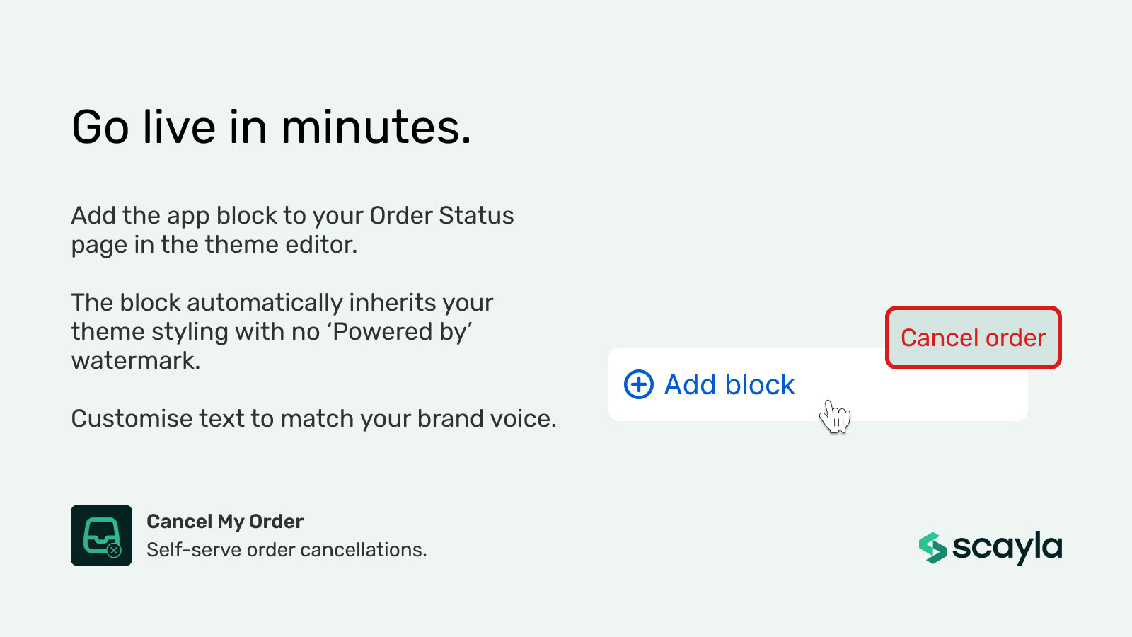 Order status page app block automatically inherits theme styling