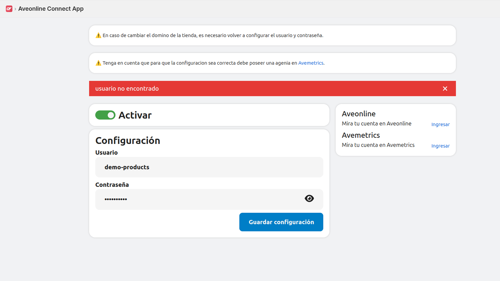 Error de Condiguracion