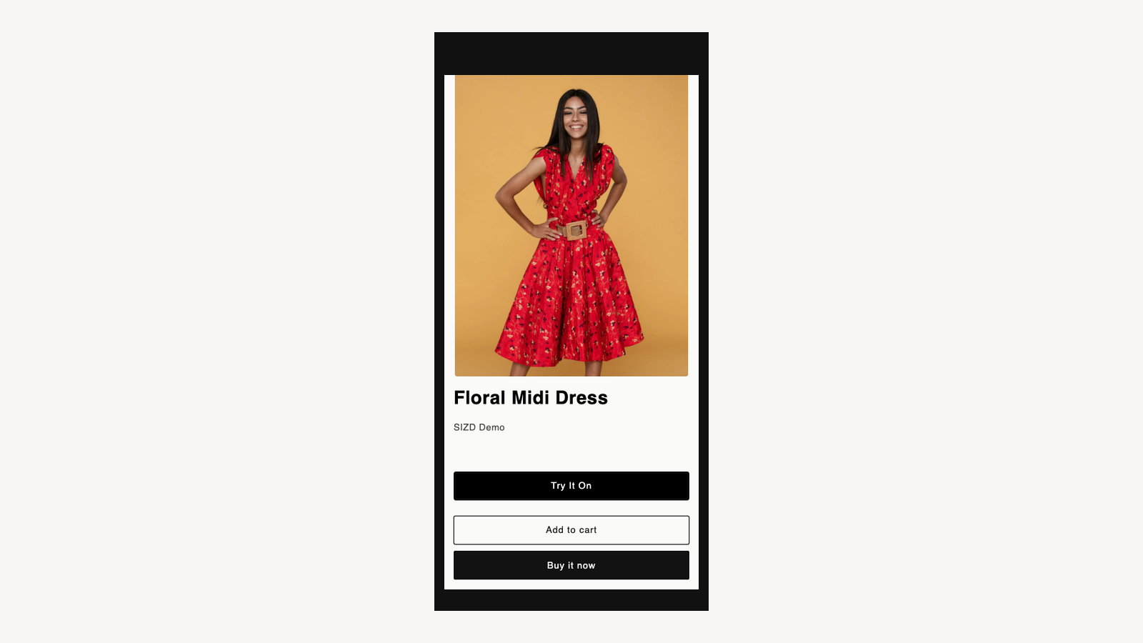 Mobile product page with the Try It On button