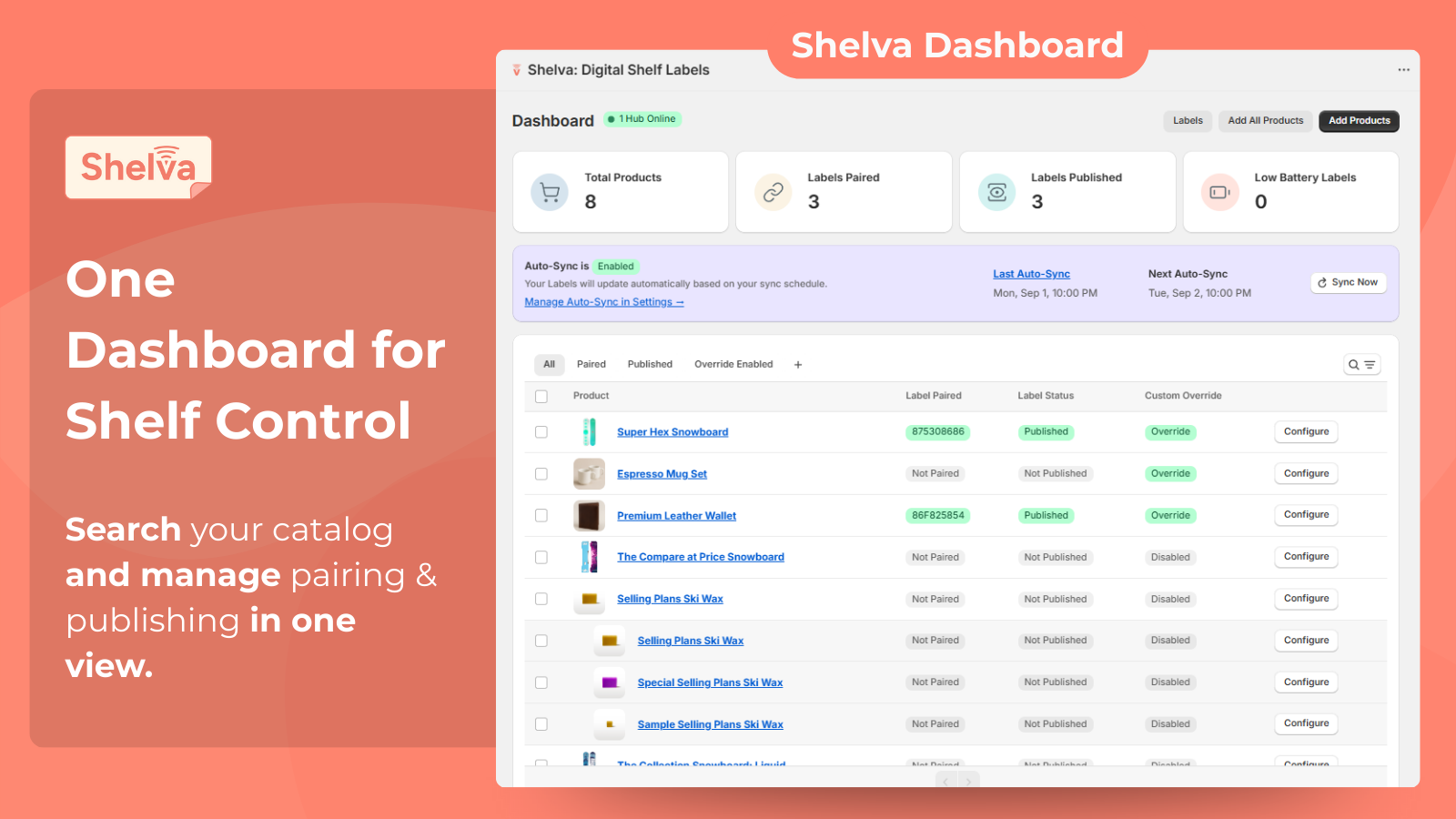 Search your catalog and manage pairing and publishing with ease.