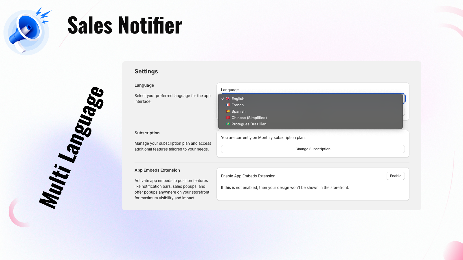 Multi Language Support
