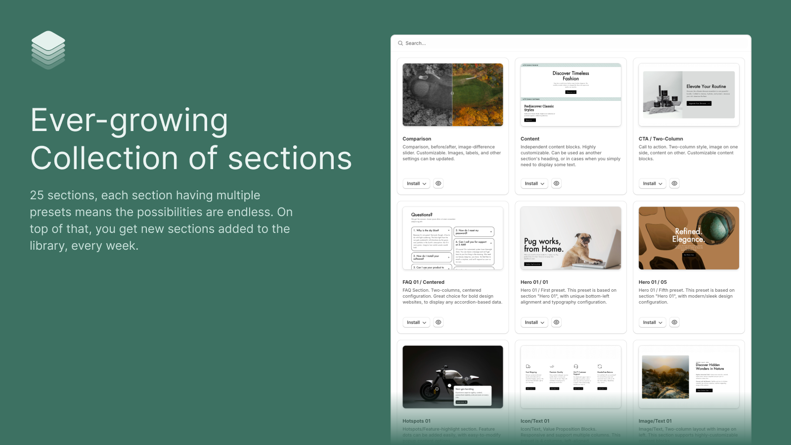 LoTS: Ever-growing collection of sections