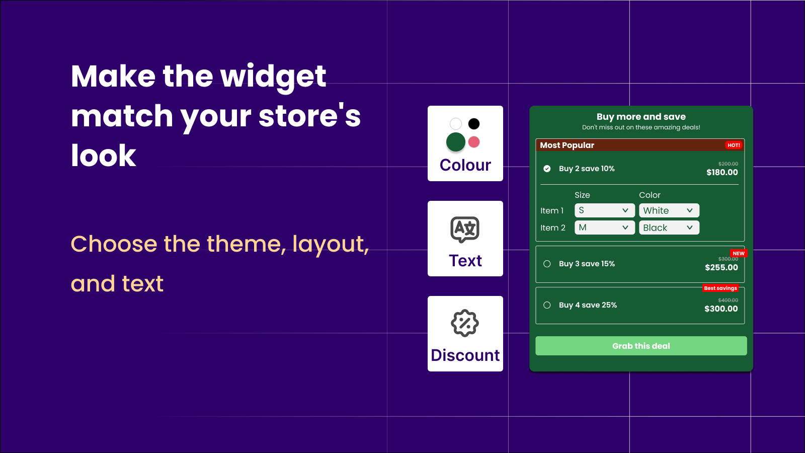 Volume Discounts - Customize the widget to match your brand