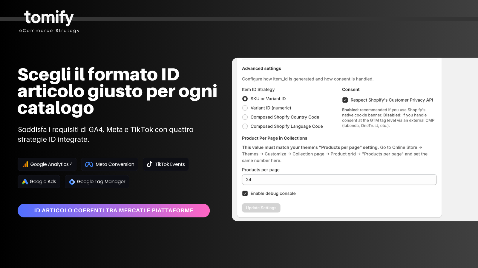 Abbina GA4, Meta e TikTok con quattro strategie ID integrate