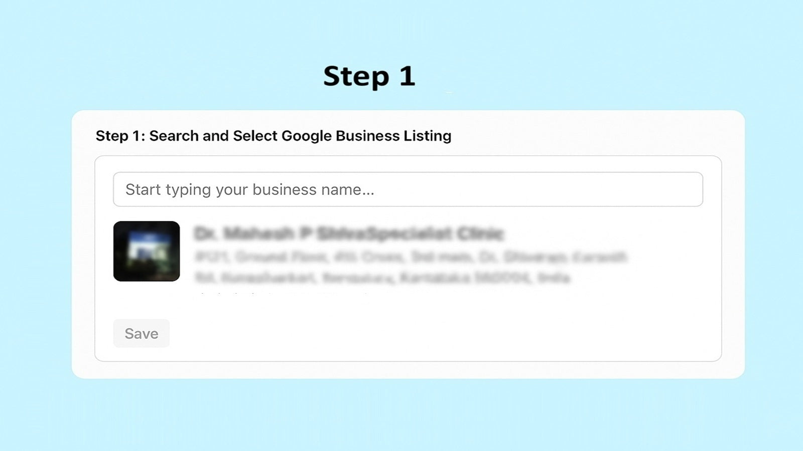 Search and select google business