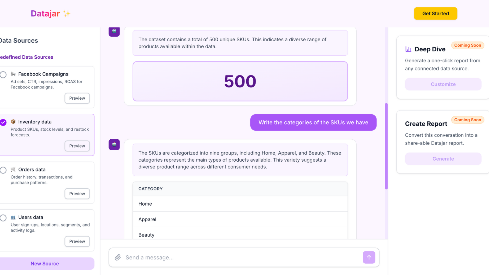 Get Instant answers using plain english