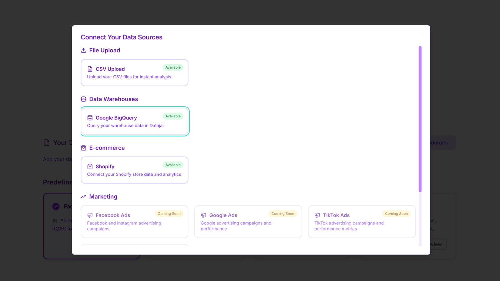 Connect Shopify and other data sources