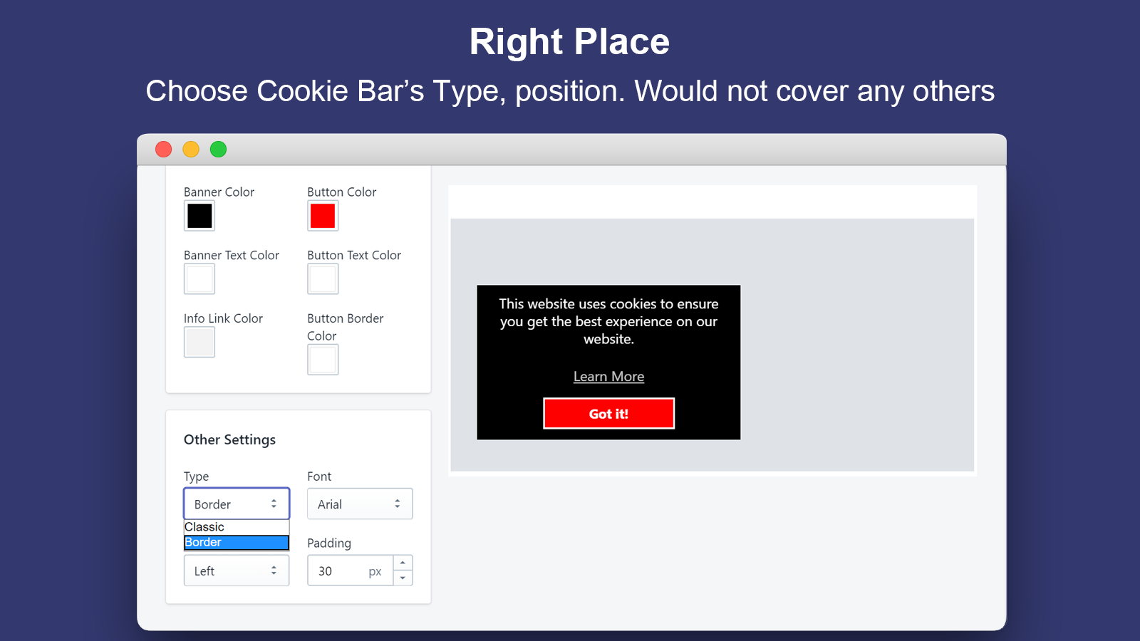 Right Place_Announcement Bar&amp;GDPR Consent
