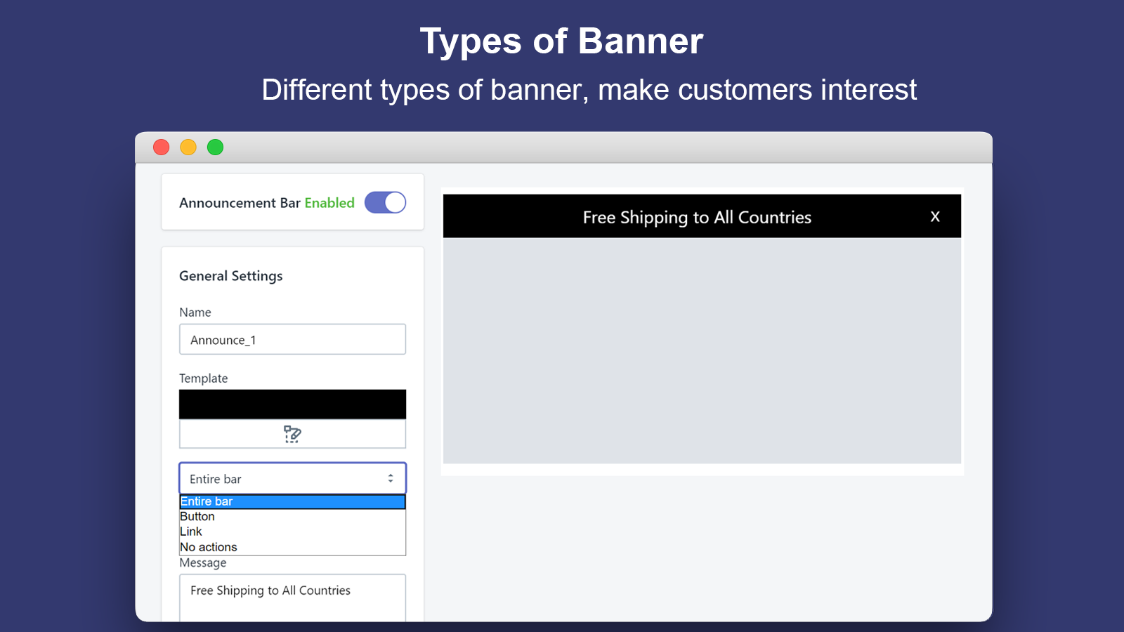Types of Banner_Announcement Bar&amp;GDPR Consent
