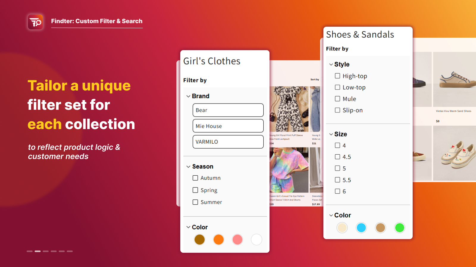 Tailor a unique filter set for each collection