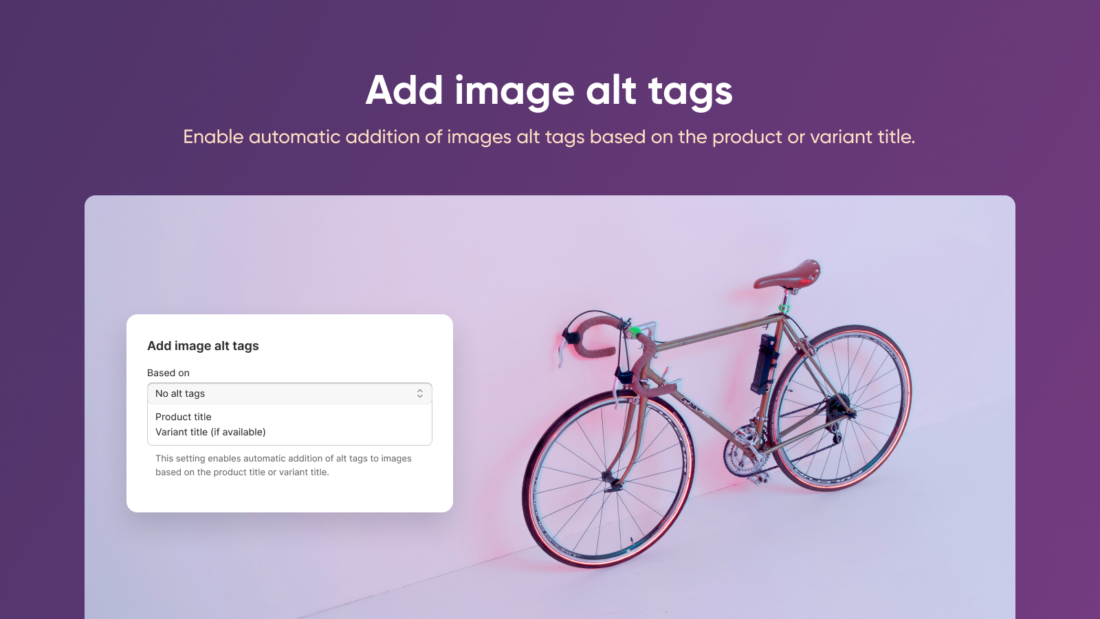 Function to automatically add alt tags to images using products