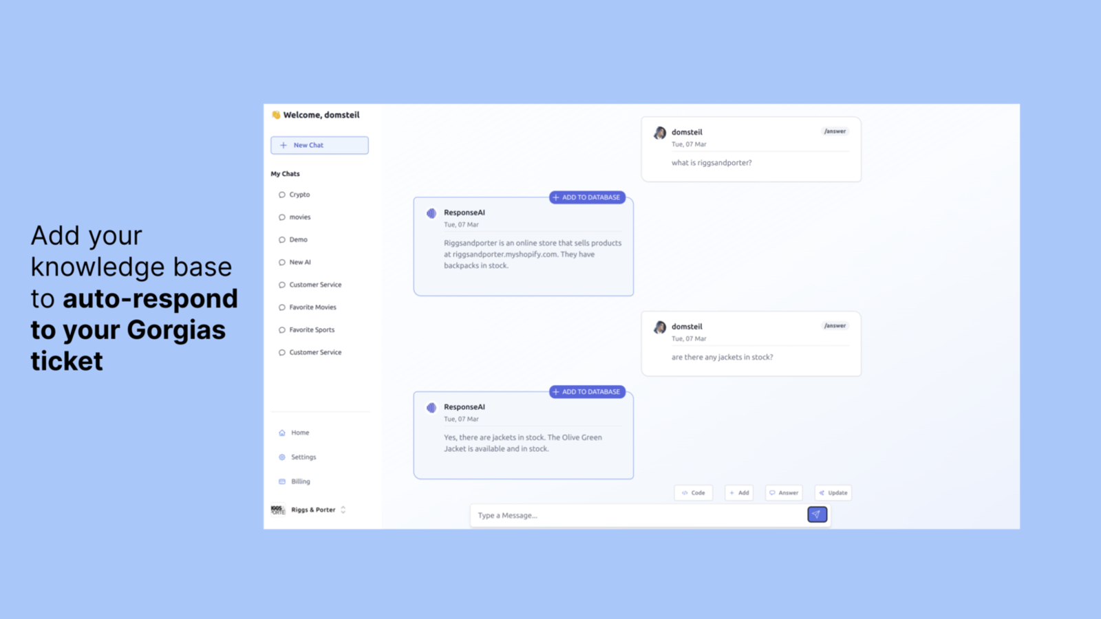 Add your Knowledge Base