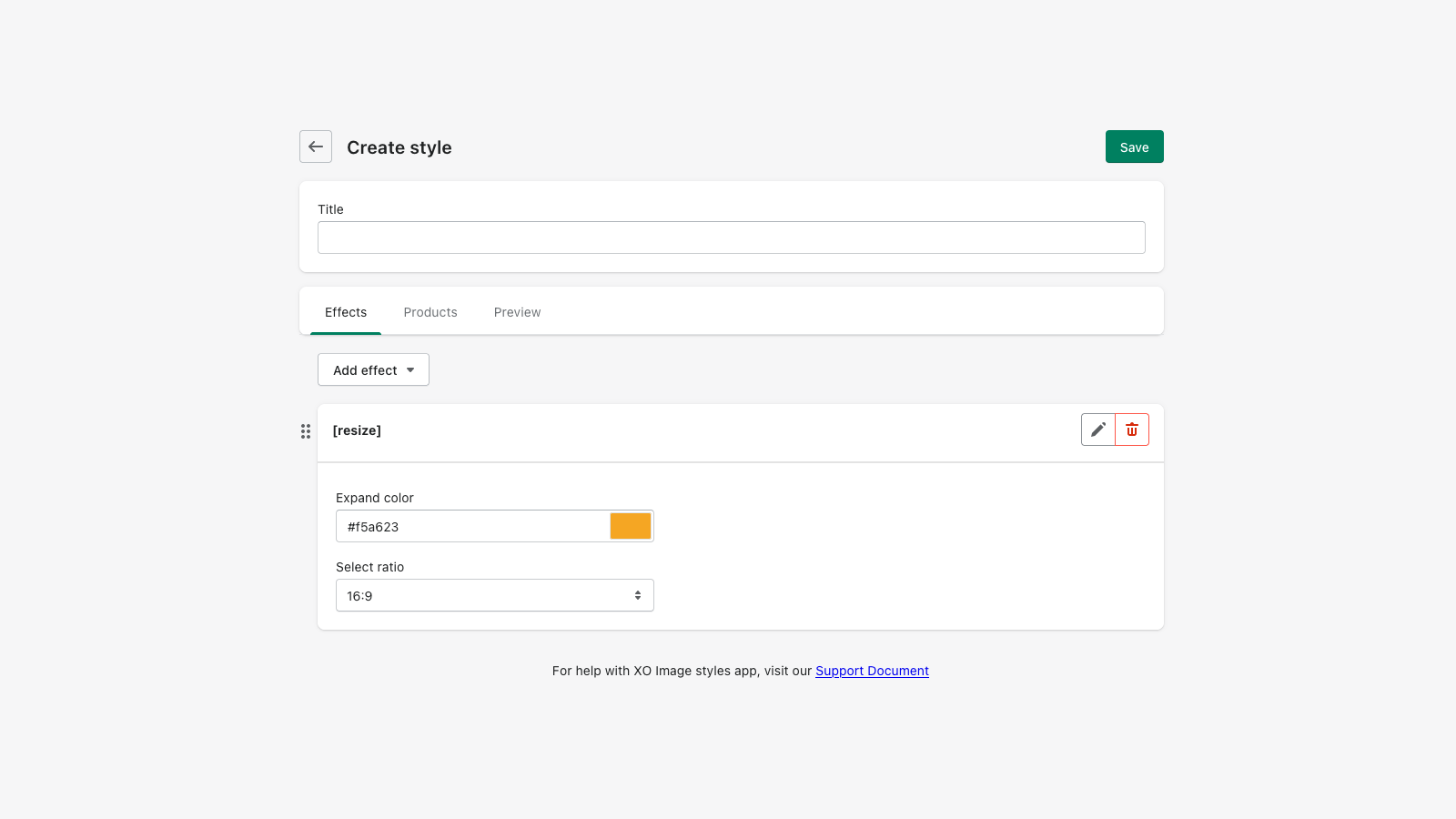 Config resize color, ratios