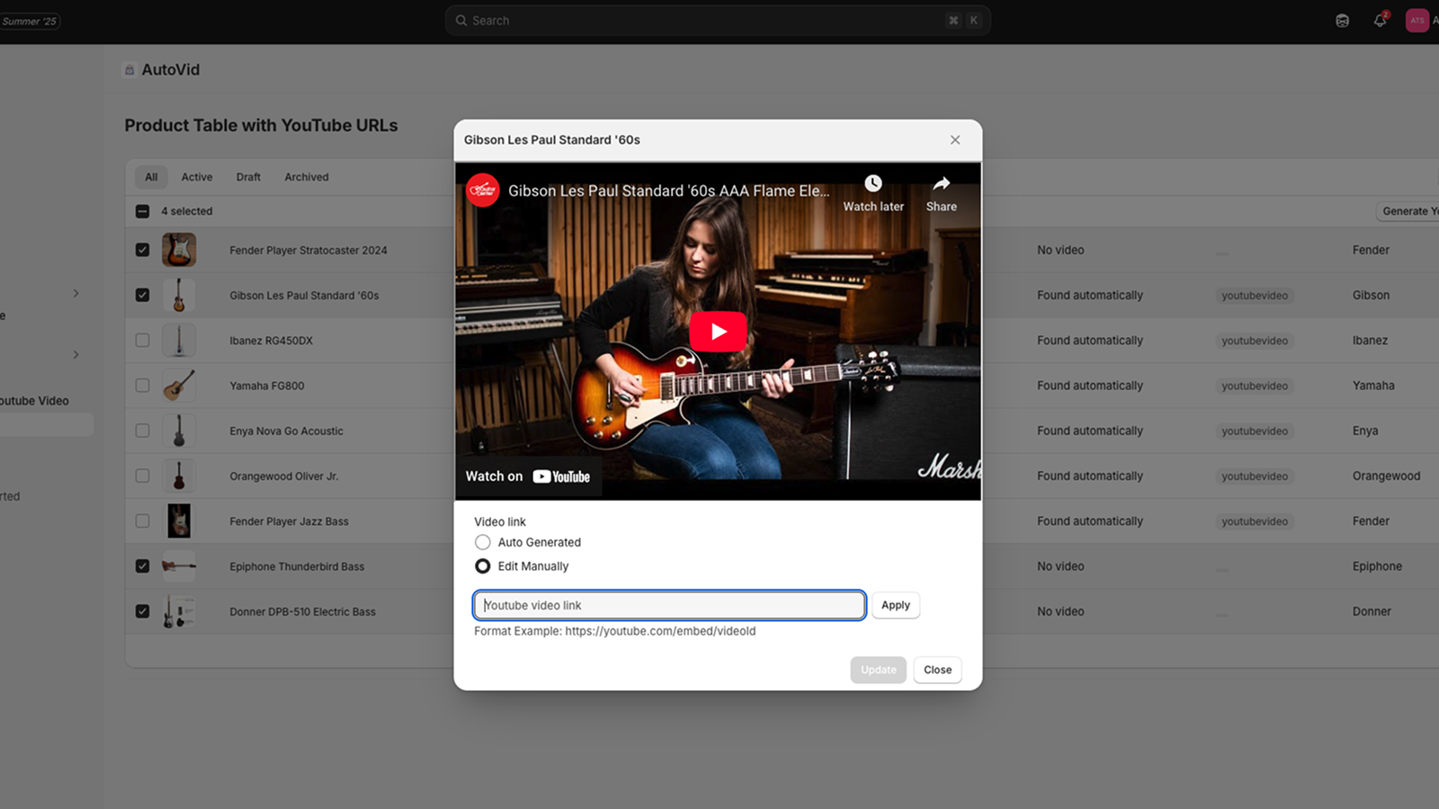 Manual editing via Preview Screen