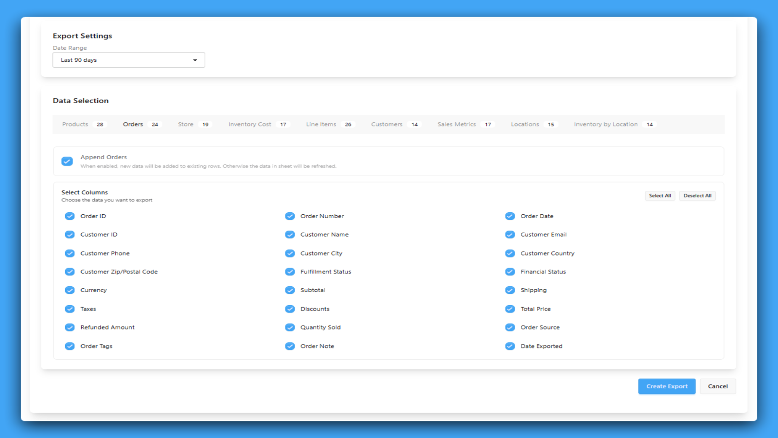 How to export order data with DataFlowed
