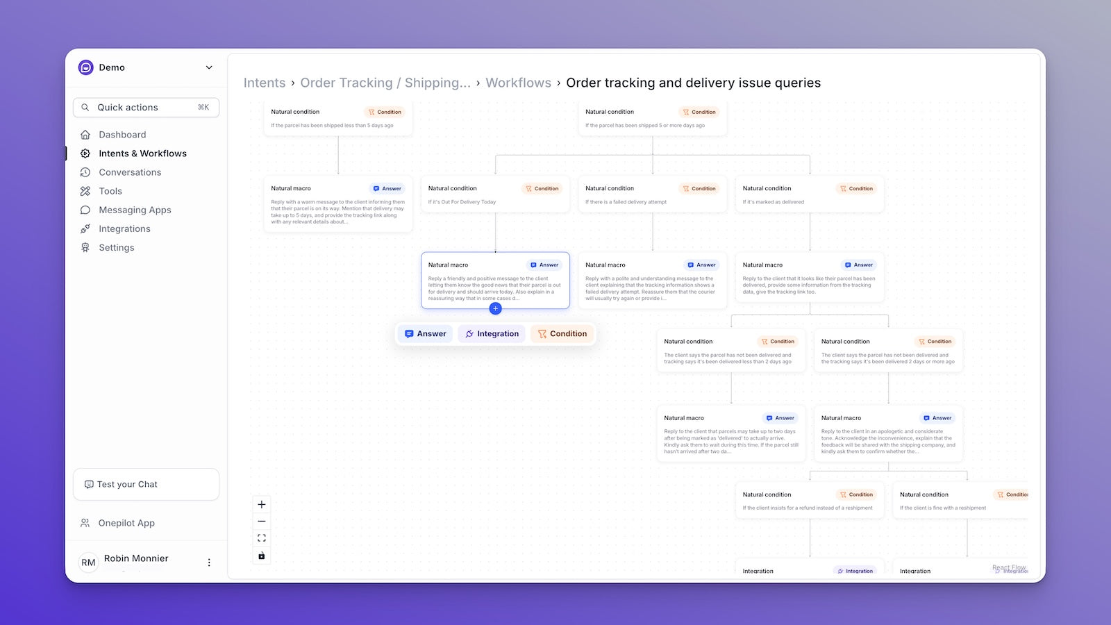 Build advanced AI workflows to automate your customer support.