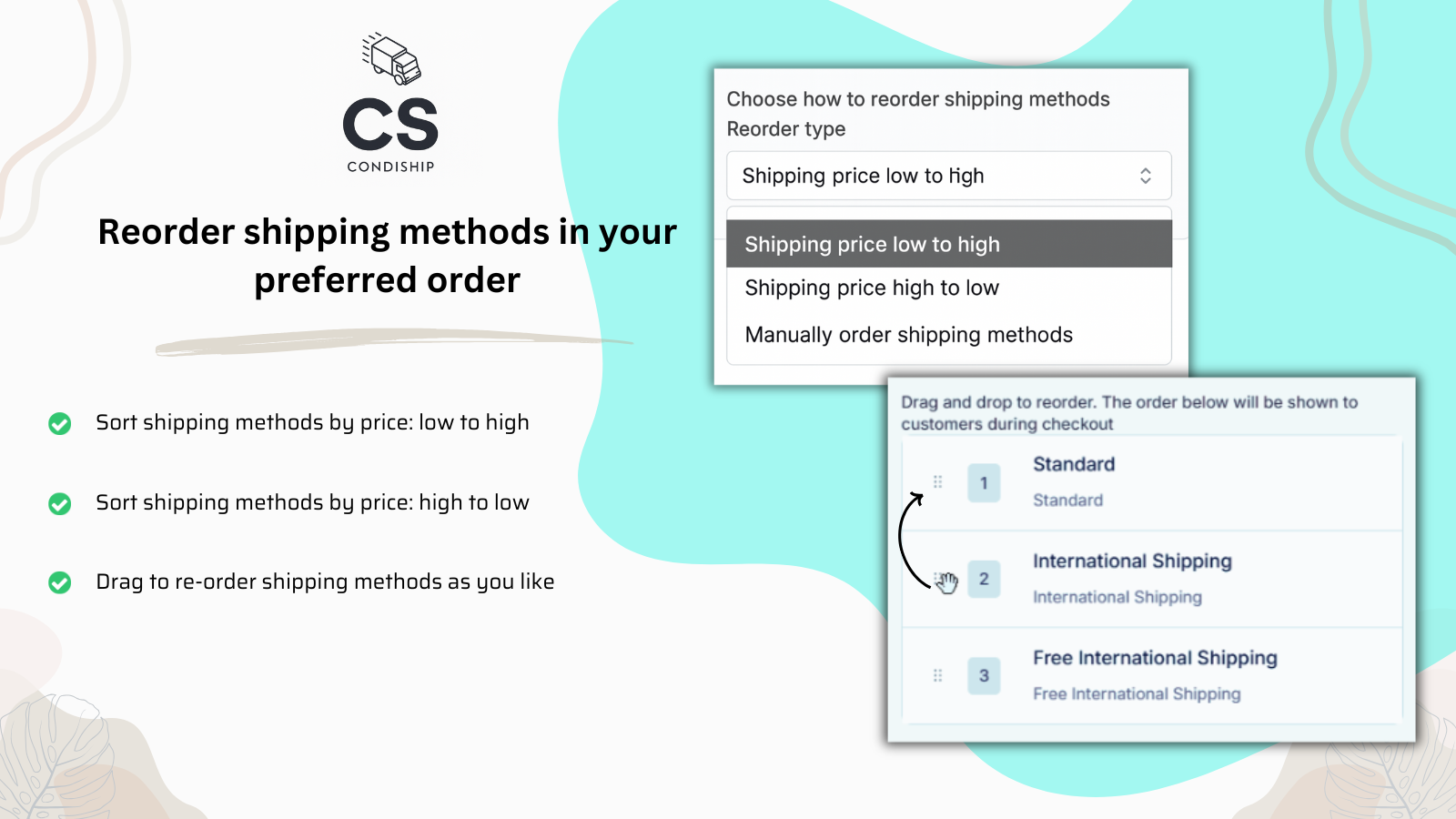 Re-order shipping methods in your preferred order