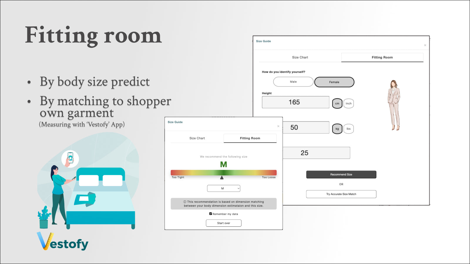 Fitting room for shopper size match
