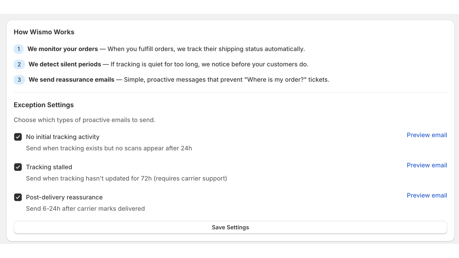 Easily enable/disable automated emails