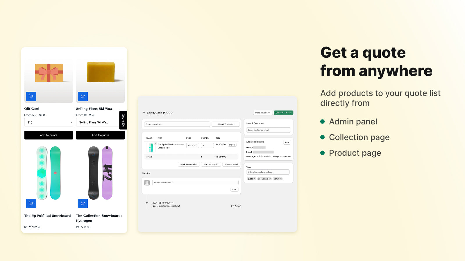 SK b2b quote request and hide price - Squadkin Technologies