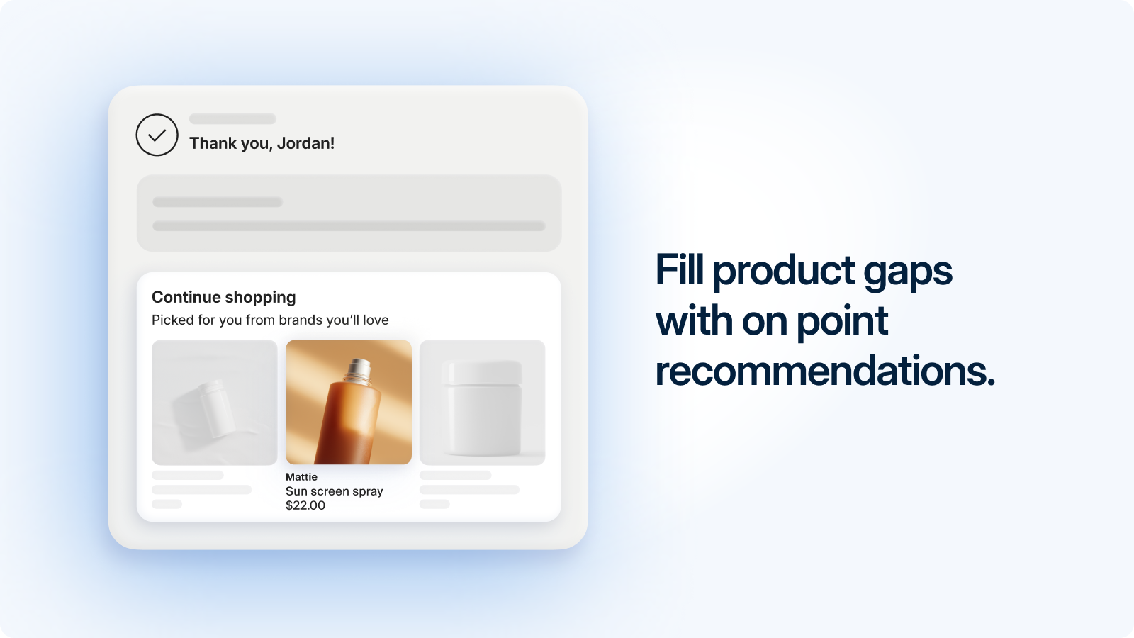 Image showing recommendations on the thank you page