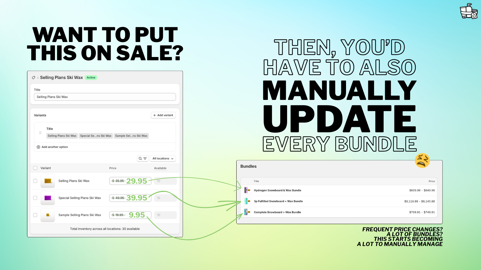 Bundles need manual updates to keep prices aligned w/ variants.