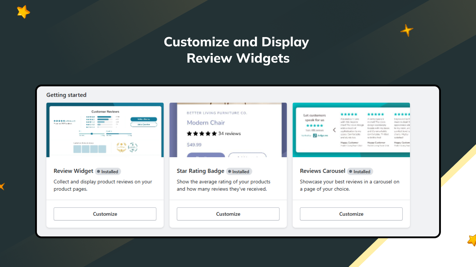Customize and display review widgets