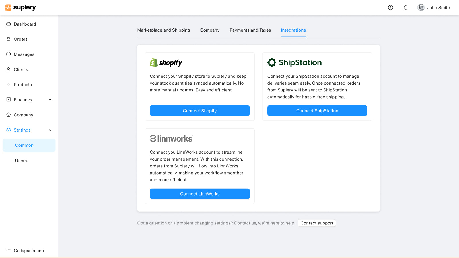 List of different integrations (including Shopify)